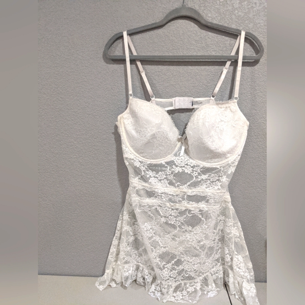 Vintage Rare Baby Doll Teddy White Lace Intimate Lingerie Coquette Wedding Gift